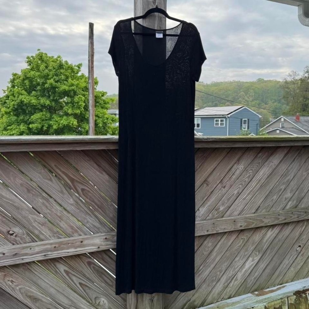 Vintage Black Slinky Maxi Dress Women's Size Medium Citiknits Stretch Classic